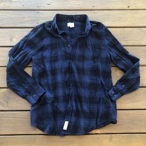 Men's Blue and Black Plaid Flannel
